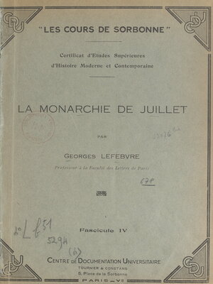 cover image of La Monarchie de Juillet